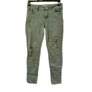 Wanna Better Butt YMI Jr Size 11 Thrashed Skinny Jeans Mid Rise Olive USA